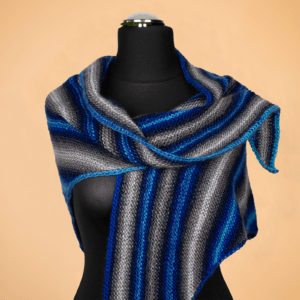 Handgemachtes Dreieck-Tuch (Blau/Grau)